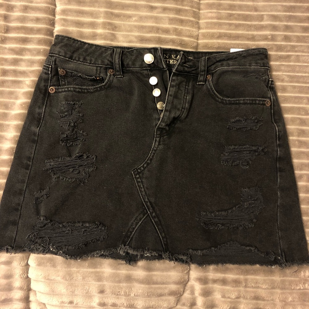 Black Jean Mini Skirt
